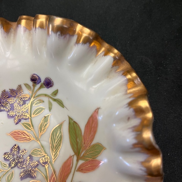 Vintage Kalk German Porcelain, Hand Painted, Ruffled Edge, Candy/Trinket Dish. - Picture 4 of 11